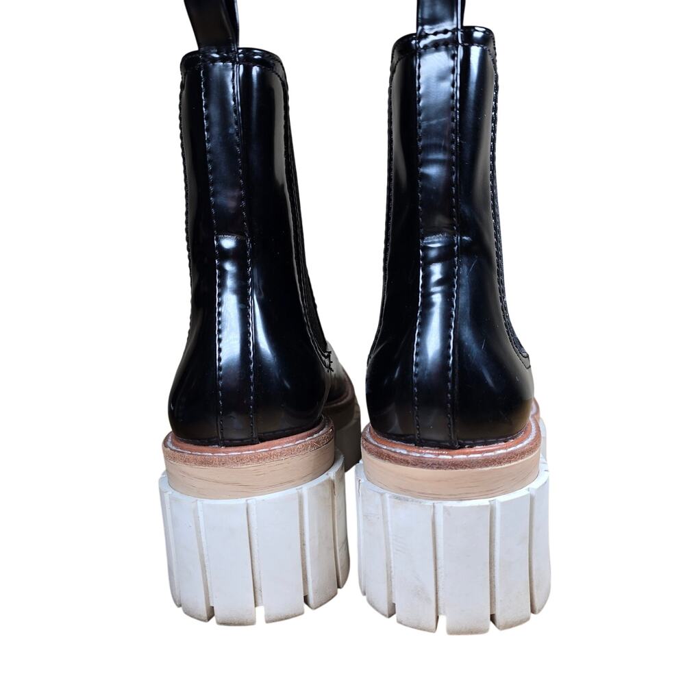 Gianni Bini Ridleigh Black Patent Leather Platform Chunky Lug Sole Boots Sz 6 - Picture 6 of 8
